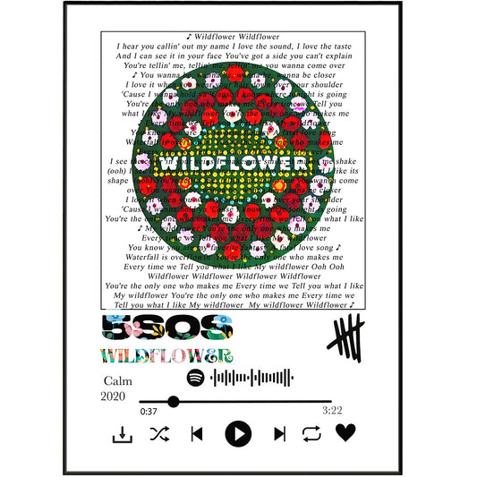 Beautifully printed 5 Seconds of Summer Wildflower lyrics prints make perfect gifts for any fan. Printed on high-quality paper, these posters and prints are sure to last for years to come.