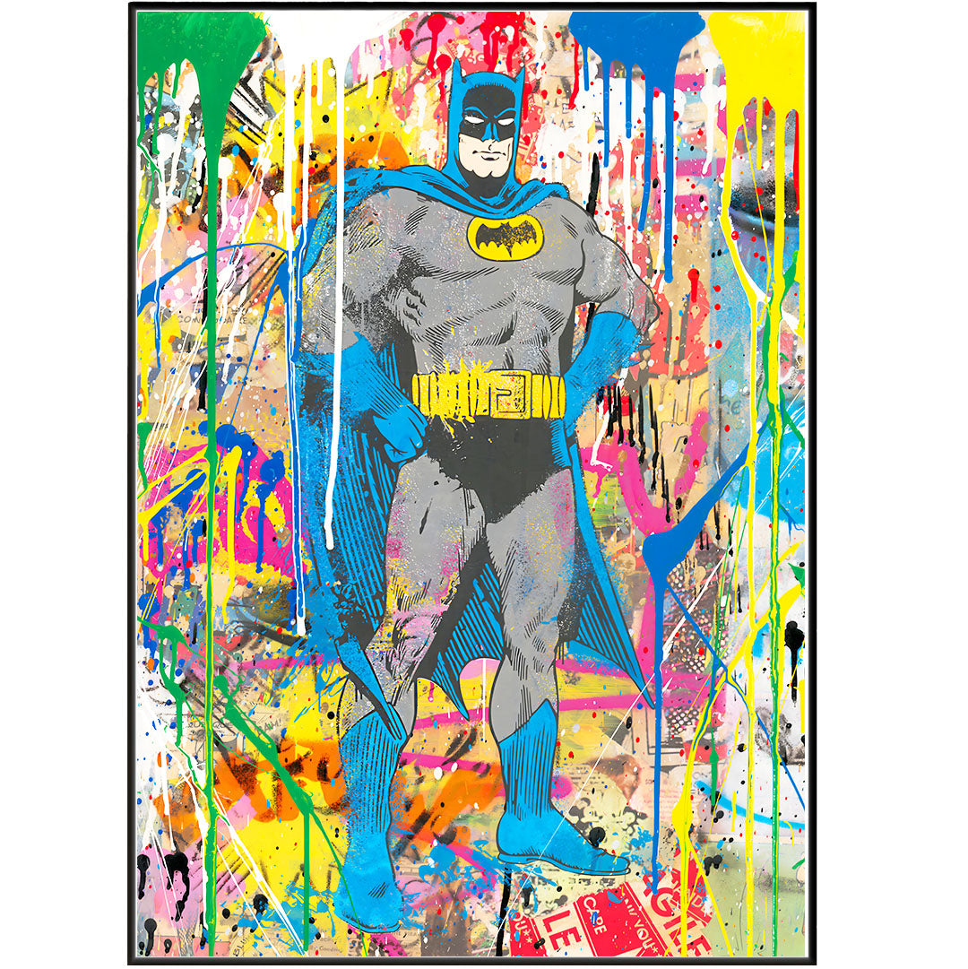 This Mr. Brainwash Batman 2019 Poster features vivid, high-quality printing on durable material to ensure a stunning look in any space. Its sleek and simple design make it a perfect wall art decor for any home, kitchen, or livingroom. An ideal gift for a special occasion.