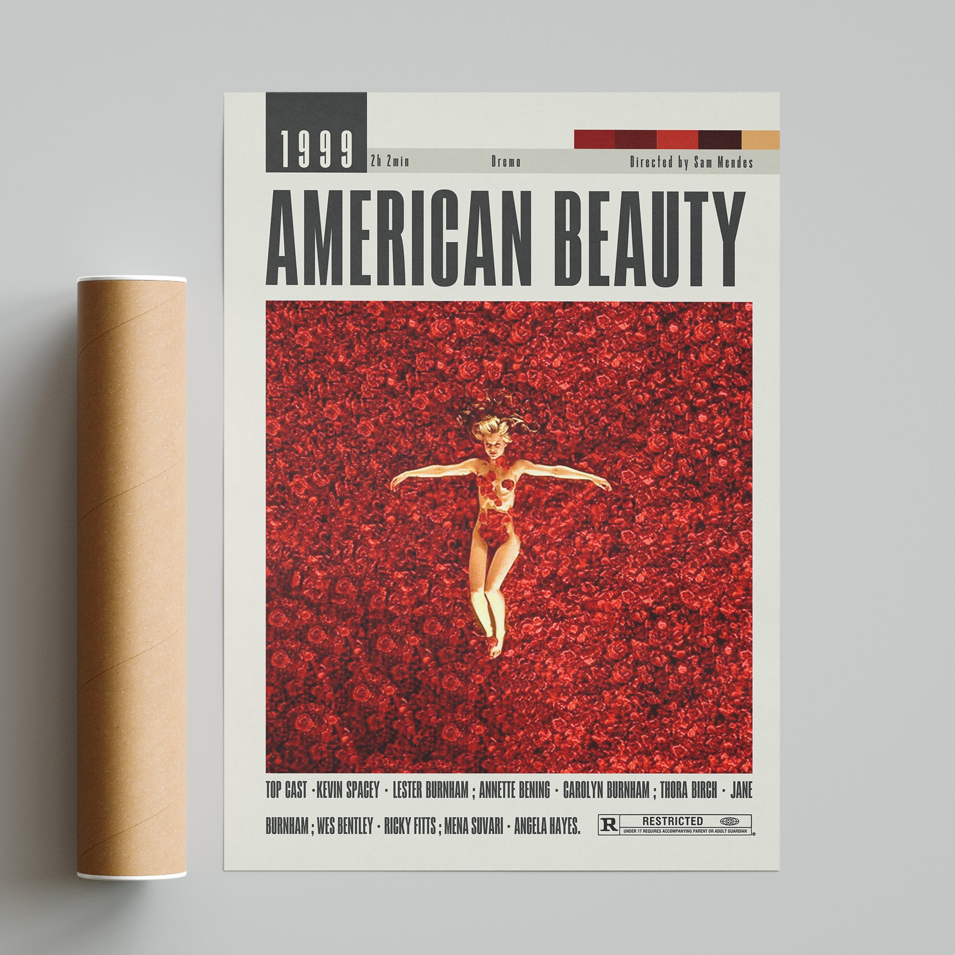 Expertly curated collection of original and custom American Beauty posters by renowned director Sam Mendes. Choose from a variety of sizes and styles, including minimalist and vintage designs. Elevate your home decor with these iconic movie prints.