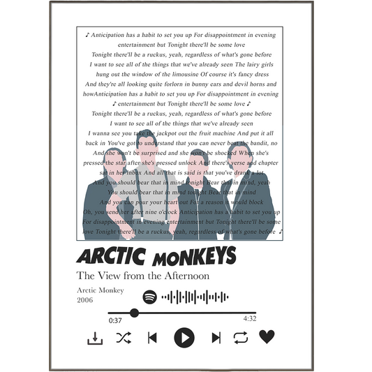 Decorate your walls with classic Arctic Monkeys lyrics prints. Featuring your favorite song lyrics in print, this collection of lyric prints makes the perfect wall art for any Arctic Monkeys fan. With multiple designs available, this lyric wall art is a great way to add personality to your home. Get your Arctic Monkeys AM poster today!