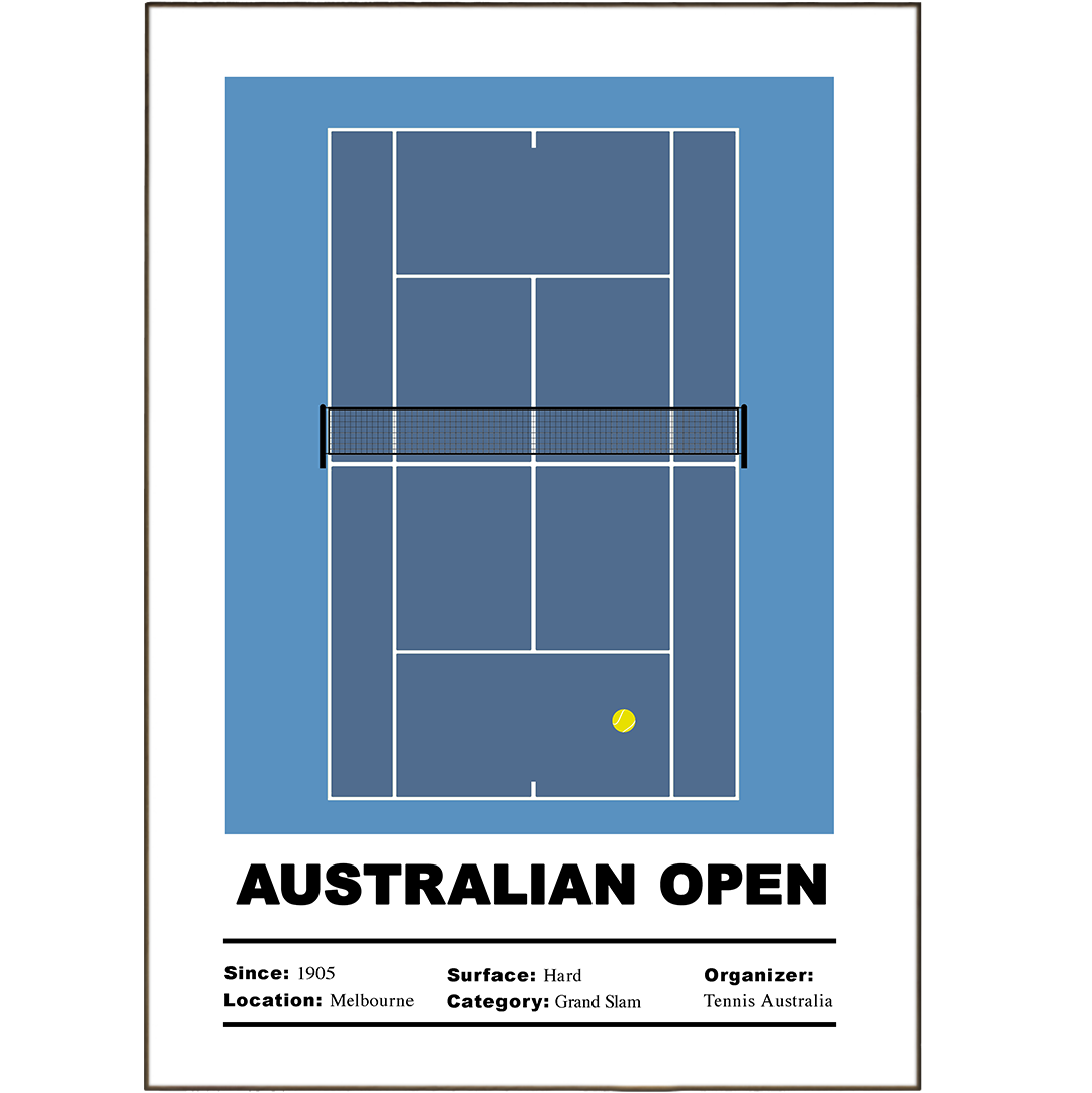 Bring the Australian Open straight to your walls with these delightful tennis posters! Our Grand Slam collection includes A5, A4, and A3 sizes, so you can get your serve of courtside action no matter the size of your wall. Perfect for tennis fans and minimalist decorator alike, these grand-slam posters truly hit the mark!