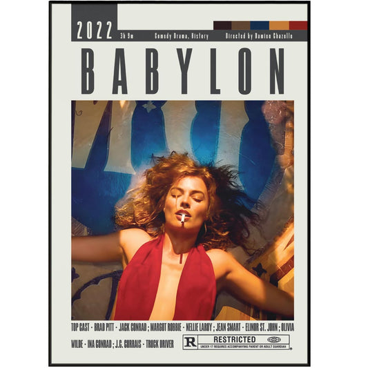 This Babylon Poster features a custom, minimalist design of one of Damien Chazelle's greatest movies. With over 98 types of movie posters available in sizes from A6 to A3, it makes for unique and stylish wall art. Display your love and knowledge of classic films with this vintage retro art print.