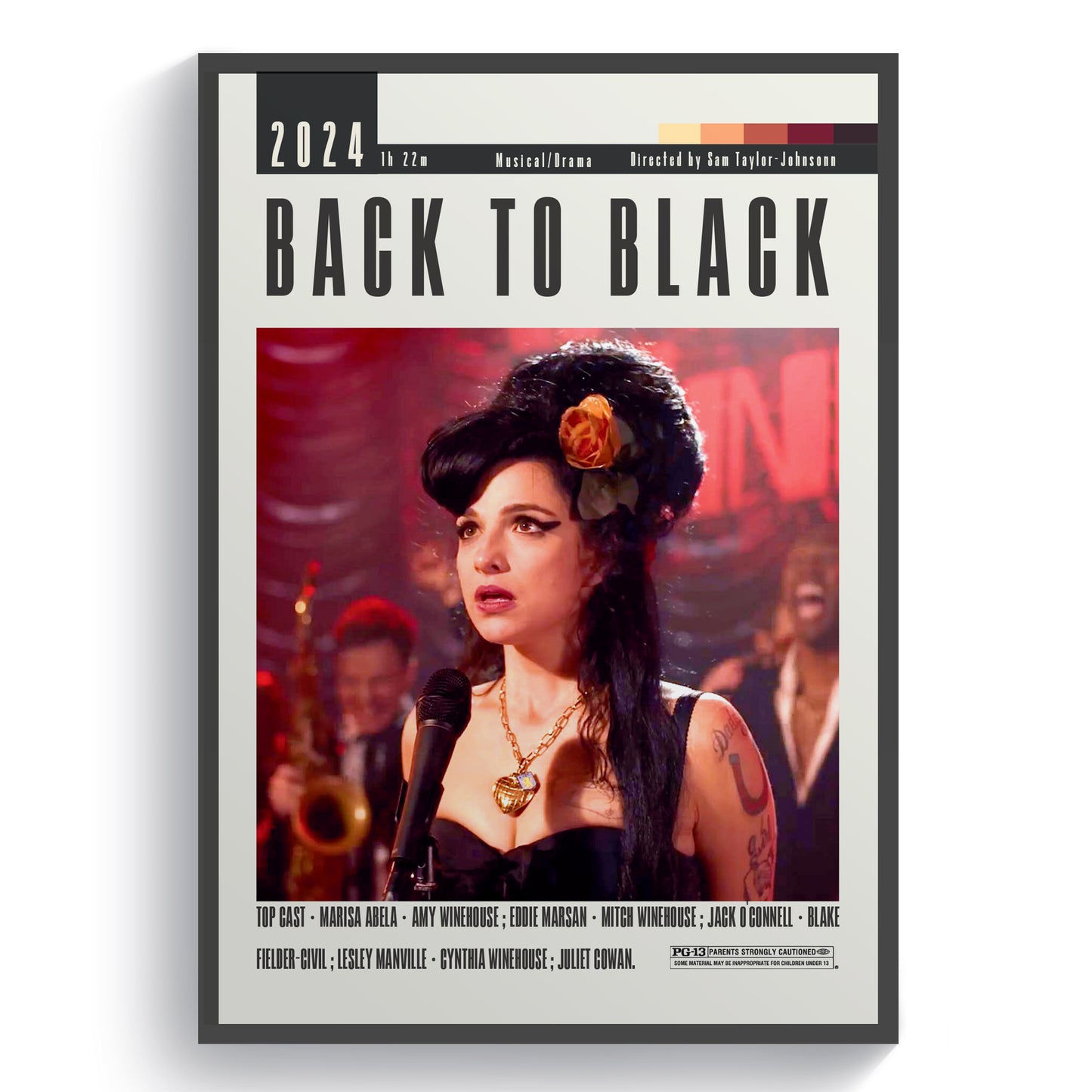 Discover the iconic movie posters from "Back to Black" featuring the timeless 2024 Amy Winehouse film. Add a touch of originality to your walls with this must-have poster collection. Perfect for movie enthusiasts and art lovers alike.