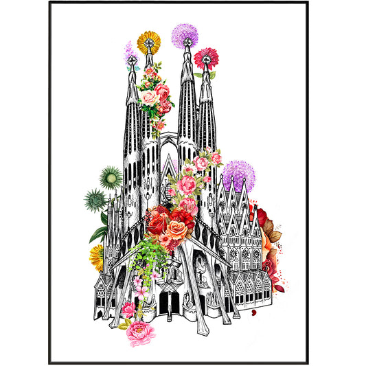 The Sagrada Family Flowers Poster is perfect for art and anatomy enthusiasts! Featuring detailed human body drawings and monuments, this poster is a great resource for those looking to learn more about anatomy in art. Enjoy a comprehensive overview of human anatomy with this unique wall art decor.
