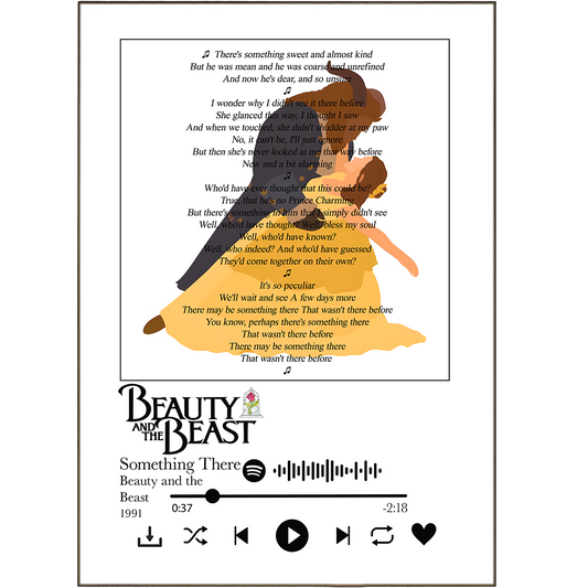 Add something special to your home with our custom "Beauty and the Beast - Something There" Prints! Say every word of your favorite song with a unique music lyric print that's tailored to you - perfect for showing off your love of music or as a meaningful gift. Put any song lyric on a print to bring a little bit of magic and life into your home! 💛