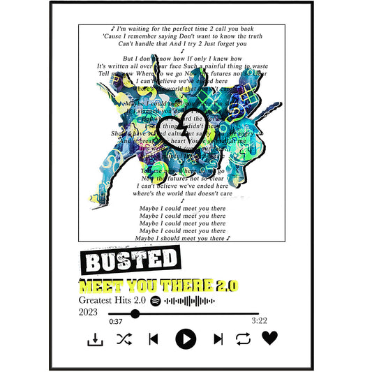 Discover beautiful and popular illustrations and photos to bring life to any room's wall with Busted-meet you there lyrics Prints. With 98 posters and art prints to choose from, you can explore the collection and create unique, handmade poster ilustrations.