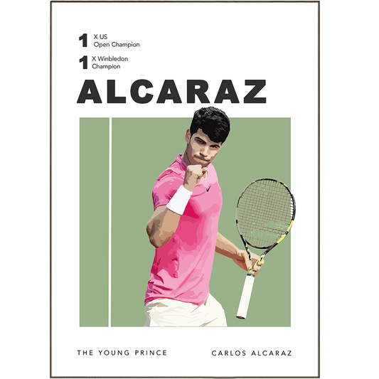 Decorate your home with these beautiful Carlos Alcaraz Tennis Posters. They feature tennis tournaments, Grand Slam Posters, and Tennis Poster in 5 sizes: A6, A5, A4, and A3, or you can print them at home. A classical and minimalist design of a tennis court with a bouncing tennis ball, it will make for the perfect wall art. Get it now and show your love for the sport.