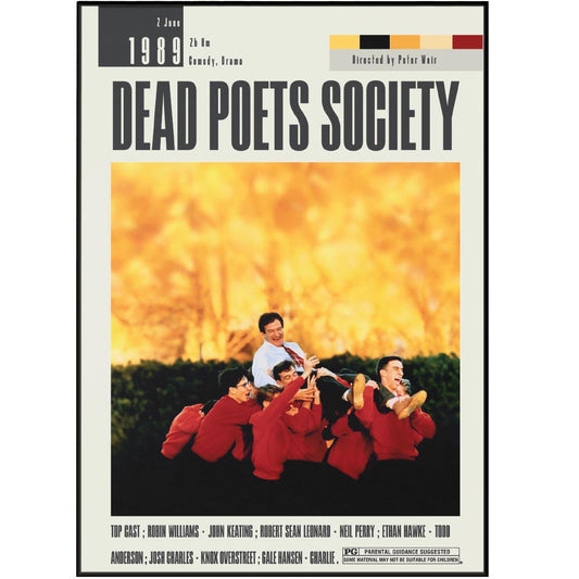 Experience the best of cinema with Dead Poets Society from renowned director Peter Weir. This collection features 98 custom and minimalist movie posters in vintage retro art print, perfect for wall art decor. Relive the best moments with top cast members, and choose from a range of sizes.