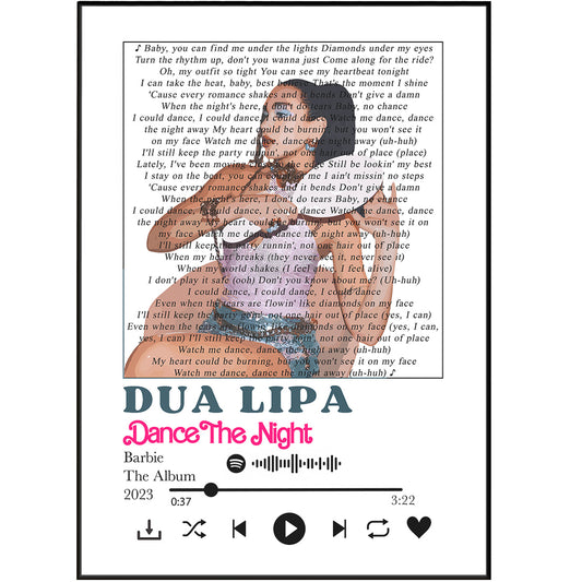 Dua Lipa - Dance The Night Lyrics Prints