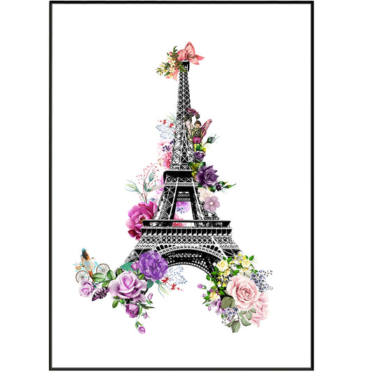 This Eiffel Tower Paris Flowers Poster features anatomical artwork of the iconic monument, perfect for medical or artistic study. This poster features concisely detailed human anatomy in art and is ideal for wall decoration. It is a must-have in any home or office.