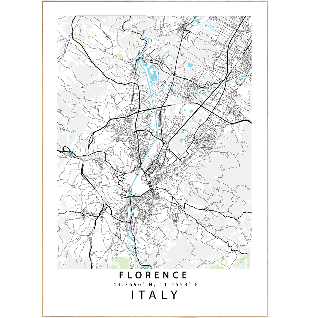 Say "ciao" to boring walls with our Florence Street Map Posters! Featuring beautiful custom map art prints, our posters will help you showcase your love for both Italian cities and stylish decor. Whether you're looking for a streetmap poster or a custom street map poster, our maps and cities posters are sure to make a statement in any room! Plus, no need to get lost in the art world – our posters and prints with maps are perfect for everyone!