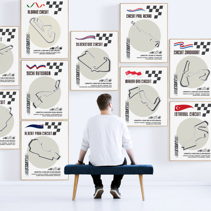 Discover the thrill of Formula One with our Gilles Villeneuve Circuit F1 Posters. Featuring a detailed map of F1 racing tracks and a circuit guide, these posters are a dream come true for any fan. 