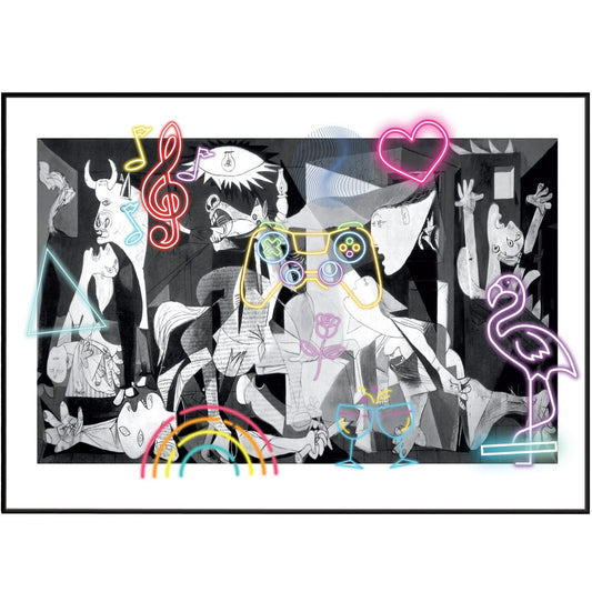 Guernica Painting Neon Poster