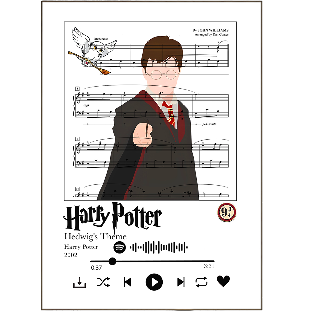 Bring some magic to your wall with the Harry Potter - Hedwig's Theme Print! Personalise your very own wall art with your favourite song lyrics - be it from the Harry Potter soundtrack, or a tune from Spotify - and enjoy the feeling of radiance each time you look at it. Let the whimsical words of your favourite songs turn your walls into an enchanted spell!