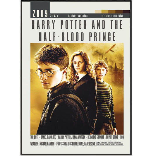 This official movie poster for Harry Potter and the Half-Blood Prince captures the thrilling magic of the film. Featuring the iconic trio of Harry, Ron, and Hermione, this poster will transport you into the world of wizardry and adventure. Bring home a piece of the beloved franchise with this high-quality collectible.