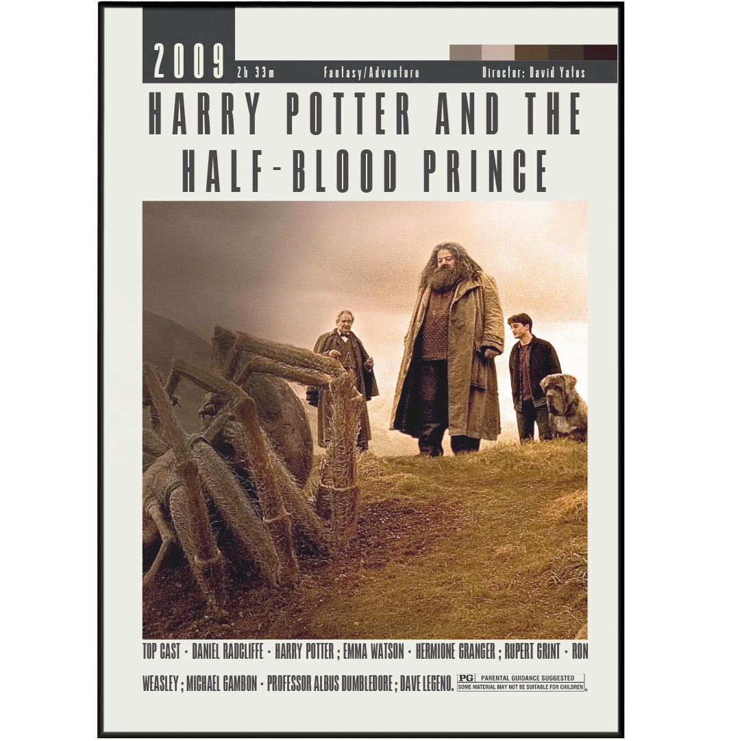 This official movie poster for Harry Potter and the Half-Blood Prince captures the thrilling magic of the film. Featuring the iconic trio of Harry, Ron, and Hermione, this poster will transport you into the world of wizardry and adventure. Bring home a piece of the beloved franchise with this high-quality collectible.