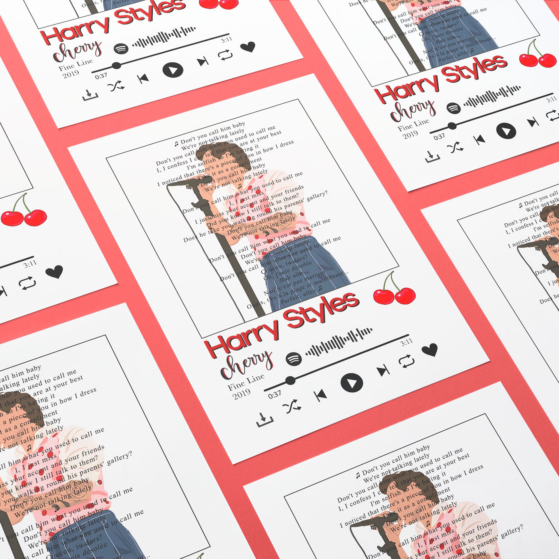 Show your appreciation for Harry Styles with these unique Cherry Lyrics Prints, expertly crafted with vivid colors and bold fonts. These ready-framed posters make for a perfect gift and are suitable for both home and office decoration.
