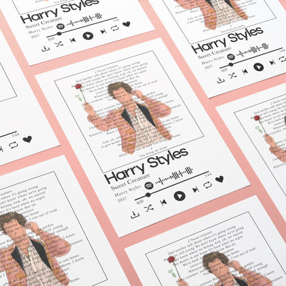 Wall art with a twist! Get creative with our Harry Styles - Sweet Creature Prints. You won't be singing the same song with our personalised song lyric prints. Whether you're a fan of Spotify or not, you can immortalise a special song with our music lyric prints - and make your walls sing! So don't be a stranger, and get your special song lyric print art today.
