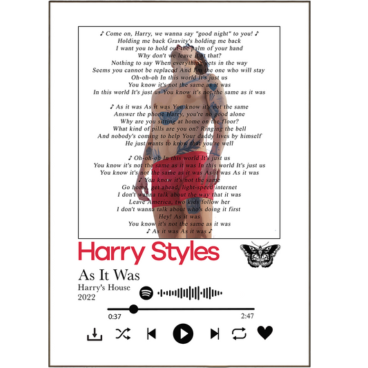 Harry Styles fans, get ready to have your walls singing! Our "As It Was Prints" feature your favorite lyrics from Harry's songs on beautiful, personalised prints! Crafted for maximum awesomeness, we guarantee these prints will take your walls from silent to sensational! Song lyric posters never looked so good!