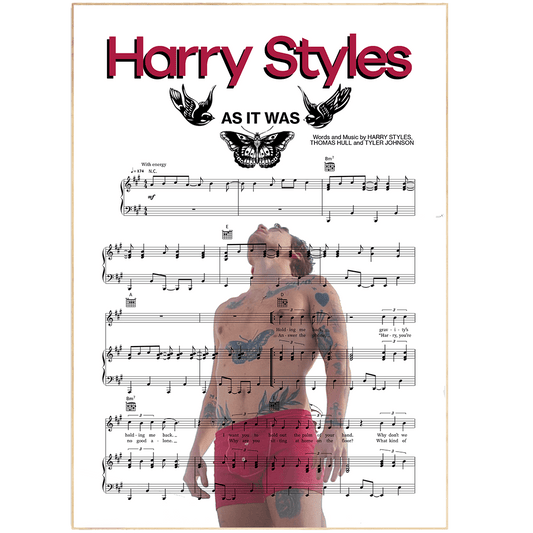 Bring an inspiring and nostalgic touch to your walls with this Harry Styles – As It Was Poster. This unique piece of art features famous song lyrics amidst a vibrant color palette, creating a stunning visual. Perfect for any fan of Harry Styles, this poster will make any room pop with its bright colors and memorable lyrics. Whether it's for you or as a gift for someone special, this poster is sure to be a conversation starter with every guest. Add a timeless classic to your home and let the music follow!