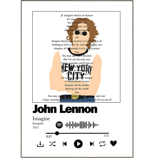Add the perfect finishing touch to your home with our John Lennon - Imagine Prints! These wall art song prints feature your favorite song lyrics on print, from pithy quotes to popular tunes. Turn any Spotify music into a personalised song lyrics print - just pick a song and we'll provide the lyrics on print! Create your own music lyric prints with our unique, eye-catching designs that will have your home singing a different tune.