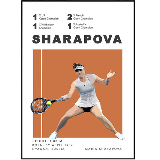 Bring the excitement of a grand slam tournament to your home with this set of Maria Sharapova tennis posters. Available in 5 sizes (A6, A5, A4, A3) and options to print at home, these minimalist prints capture the beauty of a tennis court and its tournaments. An ideal choice for tennis fans and art enthusiasts alike.