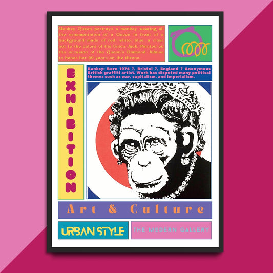 Discover the captivating world of street art with the Monkey Queen Street Art Poster by Banksy. This piece showcases the iconic and thought-provoking artwork of one of the most renowned street artists. Add a touch of urban flair to your home or office with this authentic and eye-catching piece.