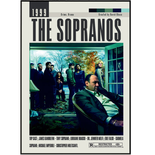 Add some drama and style to your walls with The Sopranos Poster. Perfect for fans of the popular TV series, this original movie poster is a must-have for any movie lover. With its vintage retro design, this unframed movie poster will make a statement in any room. Get yours now!