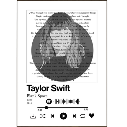 Taylor Swift - Fortnight Lyric Poster