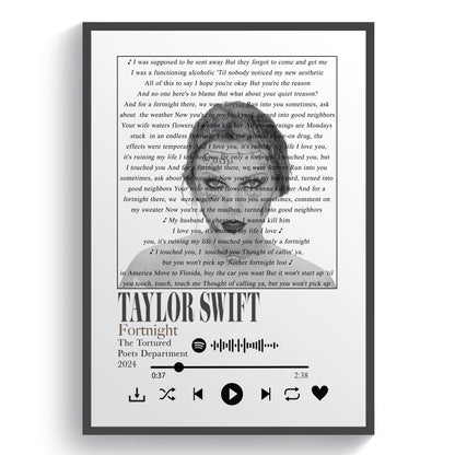 This Taylor Swift lyric poster showcases your favourite song in a personalized print, perfect for a first dance or gift. With high-quality lyric art and a customizable frame, this print makes a unique addition to your home decor. Expertly crafted with song lyrics, this art print is a must-have for any Taylor Swift fan.