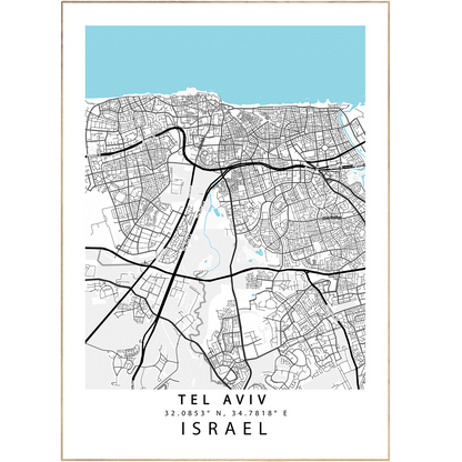 Make it easy to explore Tel Aviv with these stylish, custom map art prints! Make your home or office look chic with these street map posters of the city – it's the perfect way to add some cosmopolitan flavor to your space! With vibrant colors and a detailed design, these posters and prints with maps are sure to spice up your wall. Plus, they make great gifts for the urban explorer in your life!