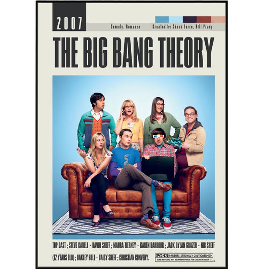 Elevate your wall decor with our vintage, unframed movie posters from the iconic television series, The Big Bang Theory. Perfect for any movie lover, these custom, minimalist prints add a touch of retro style to your space. Our large movie art posters feature original designs that make for a timeless addition to any room.