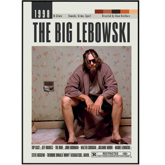 Elevate your home decor with our collection of The Big Lebowski Posters, featuring original and vintage movie art prints. With a minimalist and retro aesthetic, these unframed posters are the perfect addition to any movie lover's wall. Available in various sizes and styles, including custom and limited edition prints. The best of the Coen Brothers' films in one place.