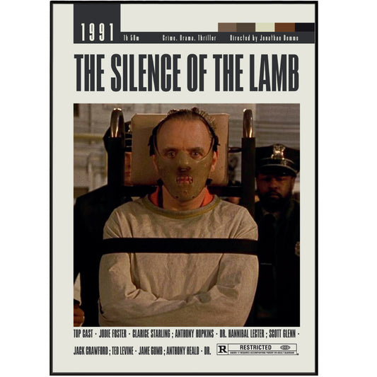 Transform any space into a cinephile's dream with our "The Silence of The Lamb" poster. Featuring a vintage retro art print, this custom movie poster is the perfect addition to your wall art decor. With original movie posters and a minimalist design, this poster is a must-have for any Jonathan Demme fan.
