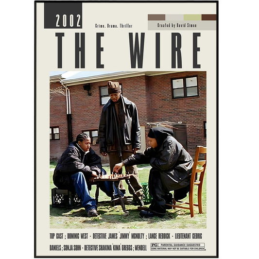 Discover the best of cinema with The Wire Poster. Featuring iconic midcentury style, this retro movie art is a must-have for any movie lover. Hang it up in your home or office and showcase your knowledge of classic Hollywood movies. Expertly crafted and printed, this is the perfect addition to your midcentury modern decor.