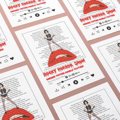 Show off your fandom for the rock musical the Rocky Horror Show with these fun Science Fiction Double Feature prints! With each print featuring the lyrics of the iconic song, they make a groovy addition to any home, office, or hangout spot. Bring Rocky Horror Show music and lyrics to your wall for all to enjoy!