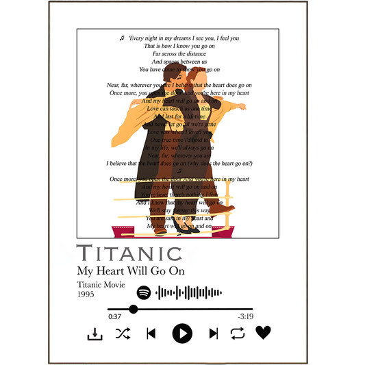 Rock out with our custom Titanic - My Heart Will Go On Prints! Whether you want to print out classic lyrics, create wall art, or personalise a meaningful song lyric, our prints have got you covered. We offer 100s of unique designs, and our colourful posters ensure you can find the perfect fit for any room. So grab your free song lyrics now and up your style game, you master of musical decor!