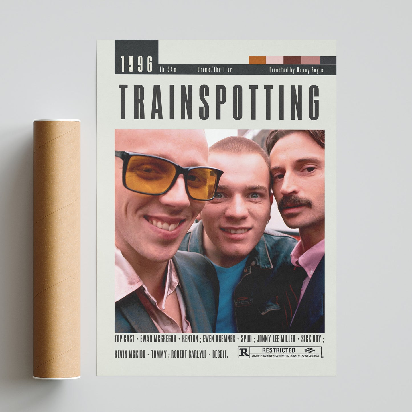 "Choo choo! Spice up your walls with the coolest movie posters from the UK. Our handmade illustrations will make you want to watch your favorite Danny Boyle movies on repeat. Get the best selection of posters, gifts, and prints all in one place. All aboard the Trainspotting Poster!"