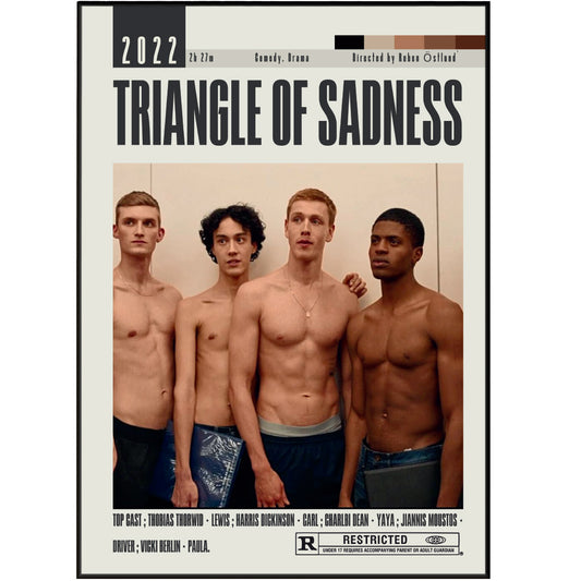 "Get ready to elevate your movie poster game with the Triangle of Sadness Poster from Ruben Östlund Movies. Featuring rare, original artwork and collectible memorabilia, this top-selling poster will add a touch of Hollywood to any room. Don't miss your chance to own a piece of movie history!"