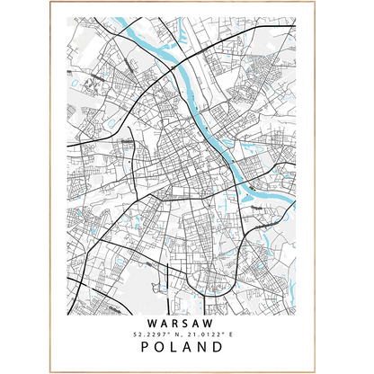 Explore your favourite city with our stylish Warsaw Street Map Posters! With Custom Map Art Prints, city names and maps, our posters bring Scandinavian design to your walls—and are perfect for decorating with your hometown or favourite destination. Make your walls say "World Map Poster!" with our map collection prints.
