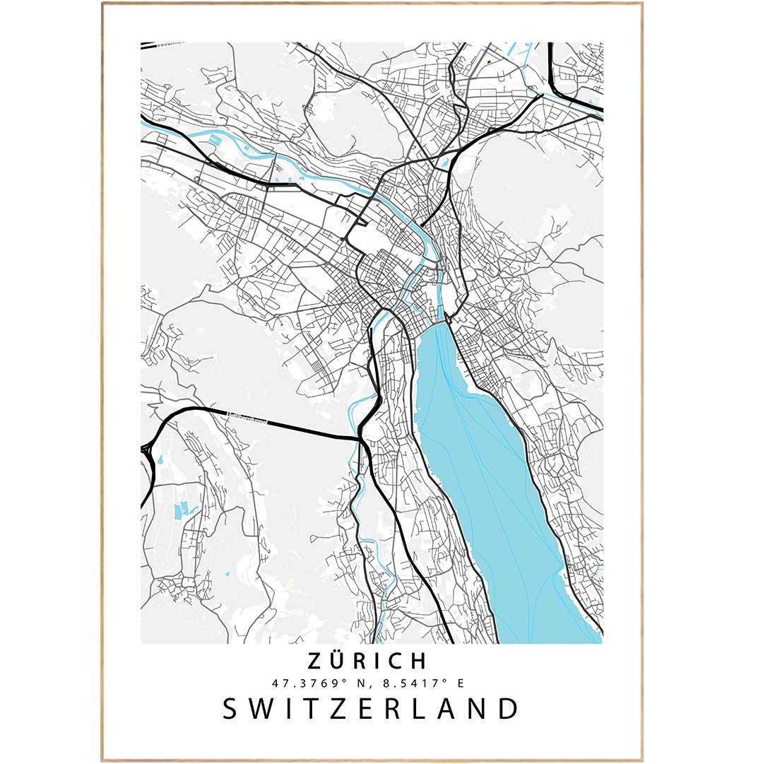 Make your walls come alive with this beautiful Zürich Street Map Poster! Featuring custom map art prints with Scandinavian design, this stylish poster will add a touch of chic sophistication to any room (and who knows, maybe even make you a bit of a geography whiz). So don't get lost trying to find a great way to decorate - you've already found it!