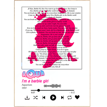 Aqua - Barbie Girl Lyrics Poster