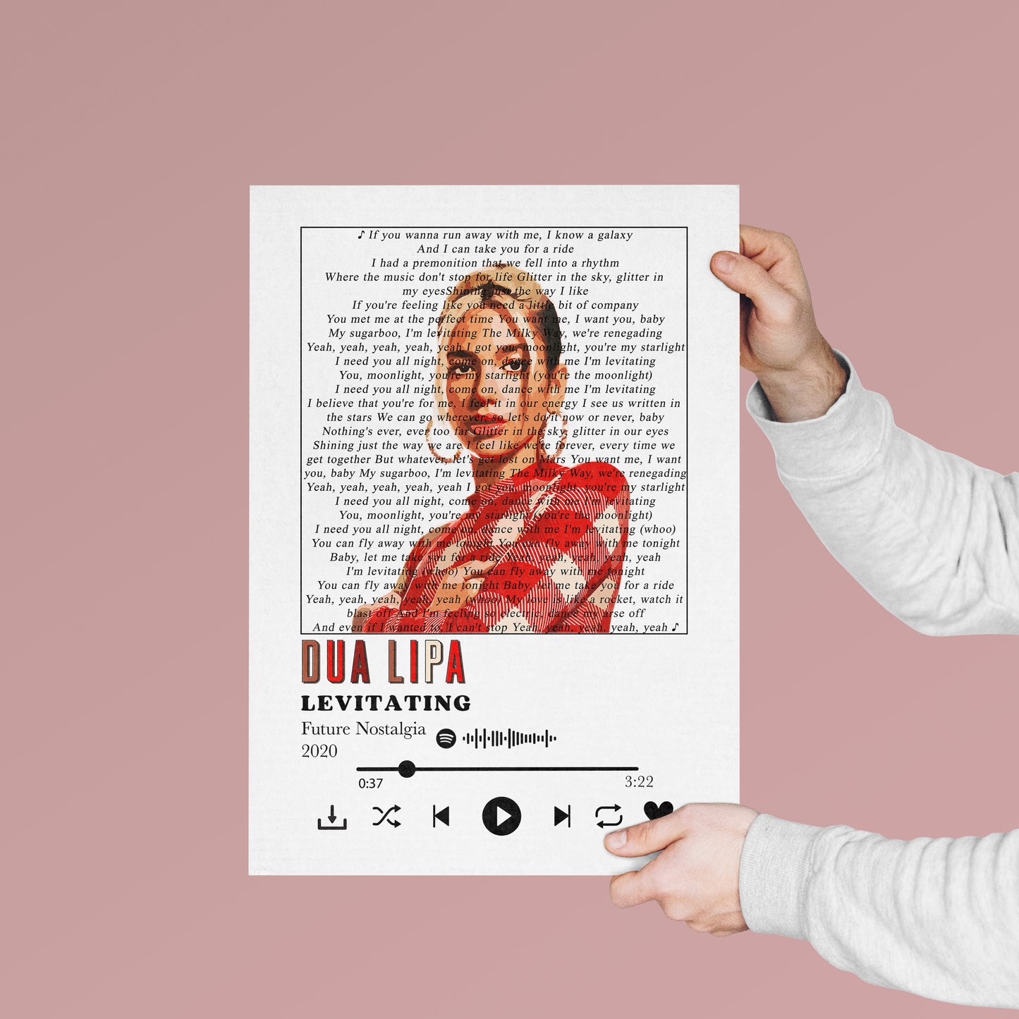 Discover the perfect wall art to express your favorite song, <a rel="noopener" href="https://www.youtube.com/watch?v=WHuBW3qKm9g" target="_blank">Dua Lipa - Levitating</a>&nbsp;Lyrics Prints. Our free song lyrics print come in elegant colorful designs, artwork from song lyrics, personalized lyrics to print, and more, with hundred
