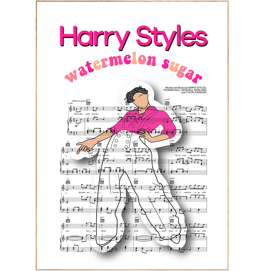 Take a bite out of boredom with this Harry Styles Watermelon Sugar Poster! Featuring prints, artworks, fan art and more, it’s the perfect way to tantalize your walls – juicy visuals inspired by Harry Styles! The ultimate fan art for the ultimate fan! Yum! 🍉
