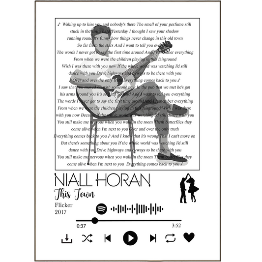 Leave your mark on the walls with This Town Prints! Get creative with colourful printed song lyrics – choose from 100s of unique designs or personalise them with your own photo. Bring the best song lyrics to life as wall art, and make any Spotify track into an art print you can keep forever! (Even if it's Niall Horan!)