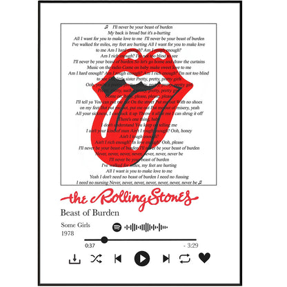 Discover the perfect wall art to express your favorite song, <a rel="noopener" href="https://www.youtube.com/watch?v=RlV-ZFyVH3c" target="_blank">Rolling Stones - Beast of Burden</a>&nbsp;Lyrics Prints. Our free song lyrics print come in elegant colorful designs, artwork from song lyrics, personalized lyrics to print, and more, with hundreds of unique designs to choose from. Buy now and get inspired!