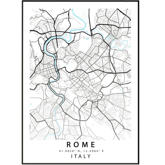ROME Italy Map Print | Map Art Poster | Roma Italia Lazio | City Street Road Map Print | Variety Sizes