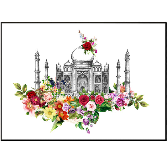 This Taj Mahal Flowers Poster contains detailed anatomy illustrations of human figures to provide you with a comprehensive reference for art, drawing and posters. Perfect for any art lover, this poster includes monuments such as the Taj Mahal and the Taj Hotel Mumbai.