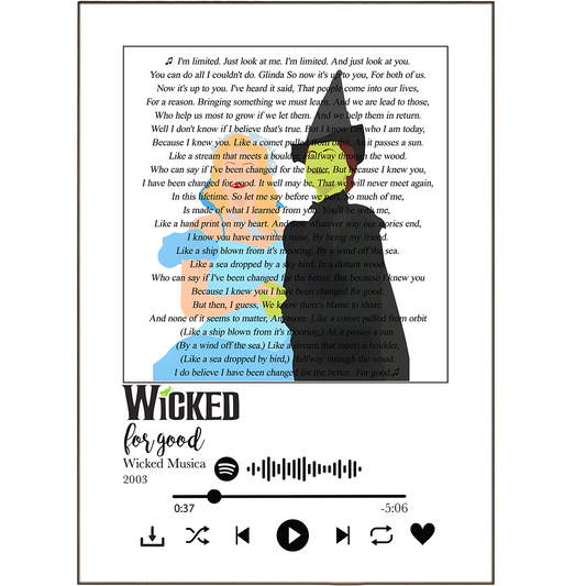 Set your home décor to "Defying Gravity" with these awesome song lyric prints from Wicked the Musical! Whether you’re shopping for a friend or for yourself, these music lyric prints provide the perfect addition to any wall in the house. So join Elphaba and Glinda in singing "For Good!" and get these amazing lyric prints today!
