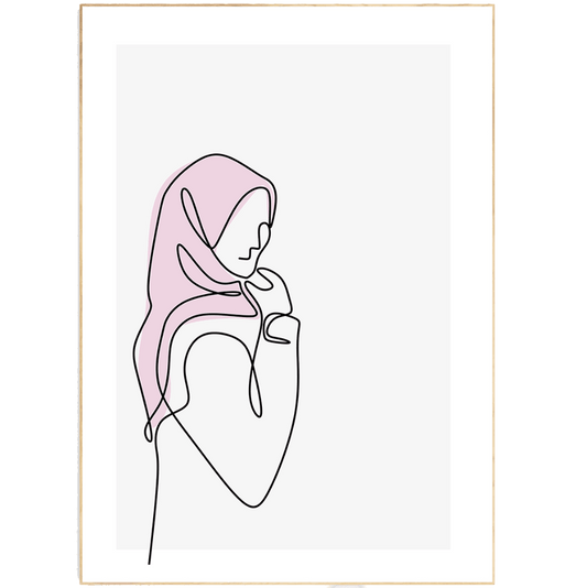 Elegant woman in pink Line Art Print
